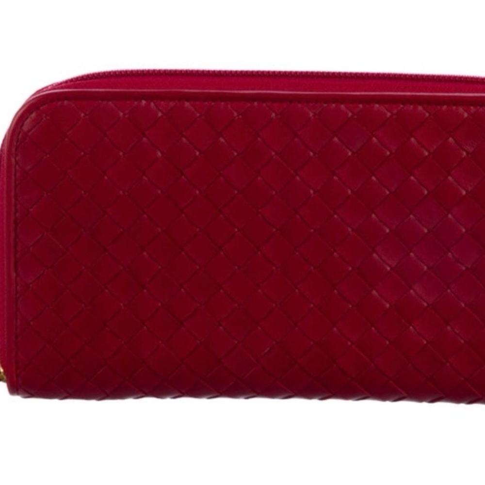 Bottega Veneta Red Woven Wallet